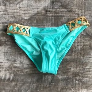 Grecian VS turquoise and gold bikini bottoms